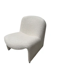 Giancarlo Piretti Two Mid-Century Modern Alky Lounge Chairs in Bouclé, 1970s